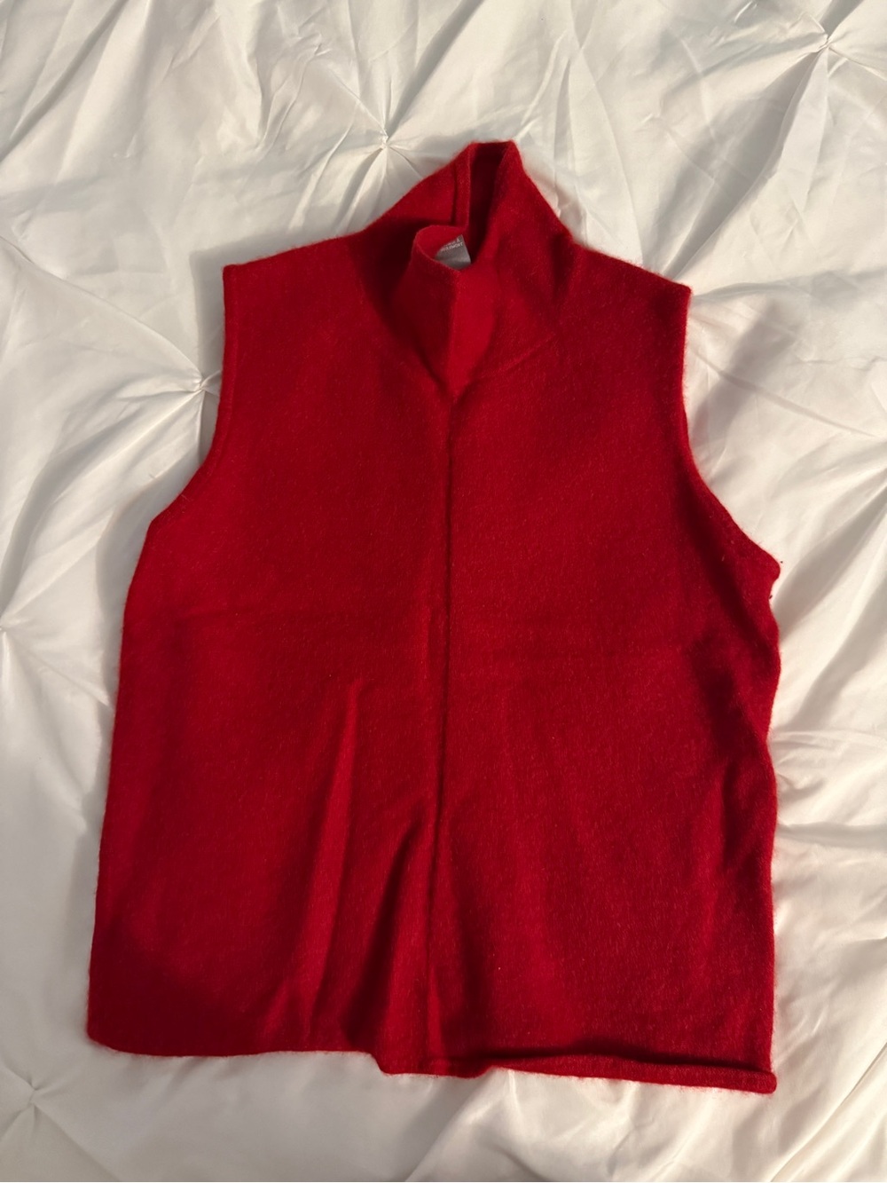 Red Sleeveless Funnel Neck Sweater Vest